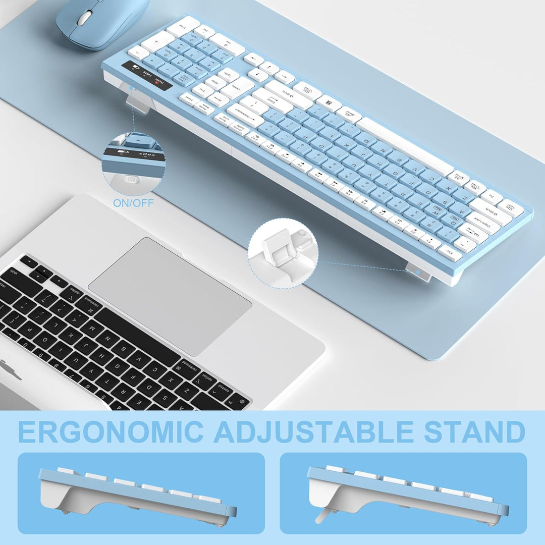 Combo de teclado y mouse inalámbricos, teclado inalámbrico de tamañ...