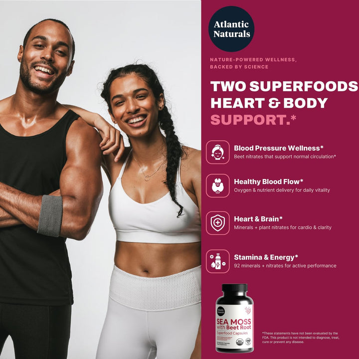 Atlantic Naturals Cápsulas de musgo marino con raíz de remolacha \u...