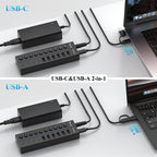 xiaobi, hub USB 3.2 de 10 puertos, alimentado, adaptador 12V/5A