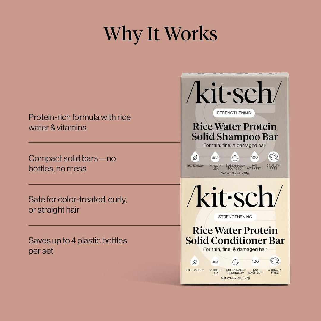 Kitsch Champú y acondicionador sólido de proteína de agua de arroz...