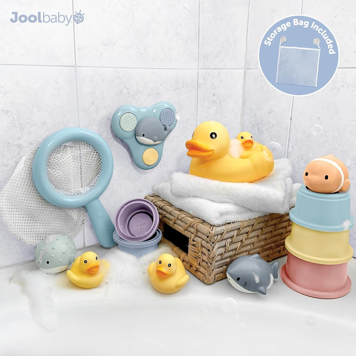 Jool Baby Juego de regalo de juguetes de bañera de 15 piezas con