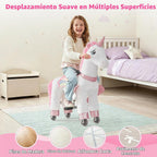 FUNLIO Caballo de unicornio para niños de 5 a 12 años, juguetes de felpa con ruedas para jugar en interiores y exteriores, fácil de montar, certificado CPC y CE, grande