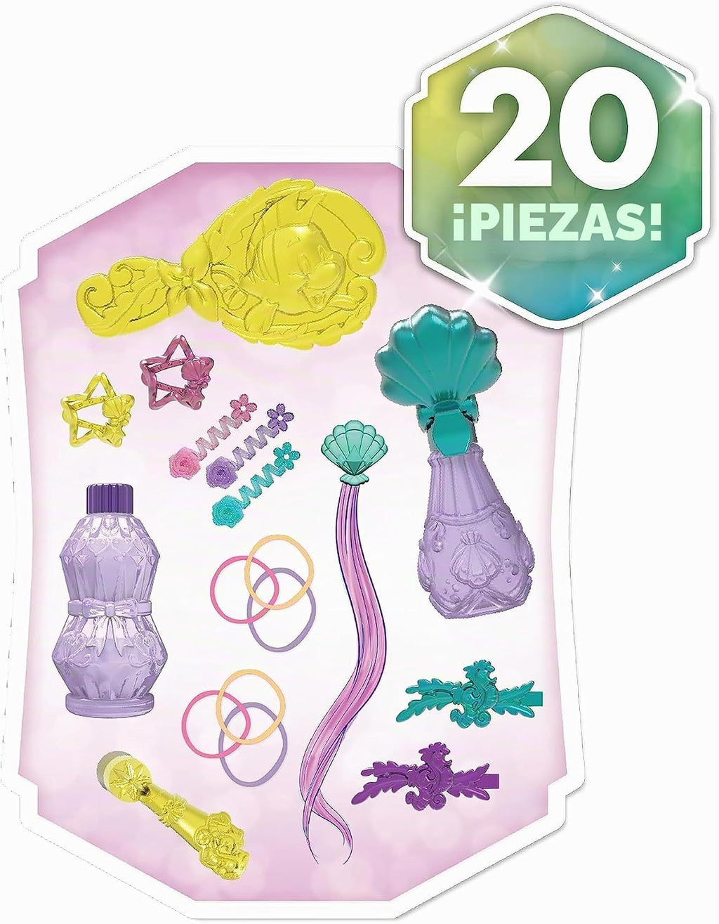 Disney Princess Shimmer Spa Ariel - Cabezal de peinado de 8 pulgadas, 20 piezas, pelo rojo, juego de simulación, juguetes para niños a partir de 3 años Just Play