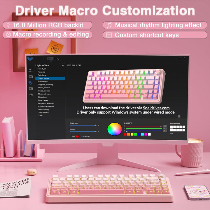 AULA Teclado mecánico inalámbrico F75 Pro, versión silenciosa, 75%...