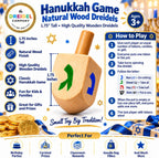 100 Dreidels Hanukkah Draydel de madera natural con transliteración en inglés y 10 tarjetas de instrucciones (idioma español no garantizado)