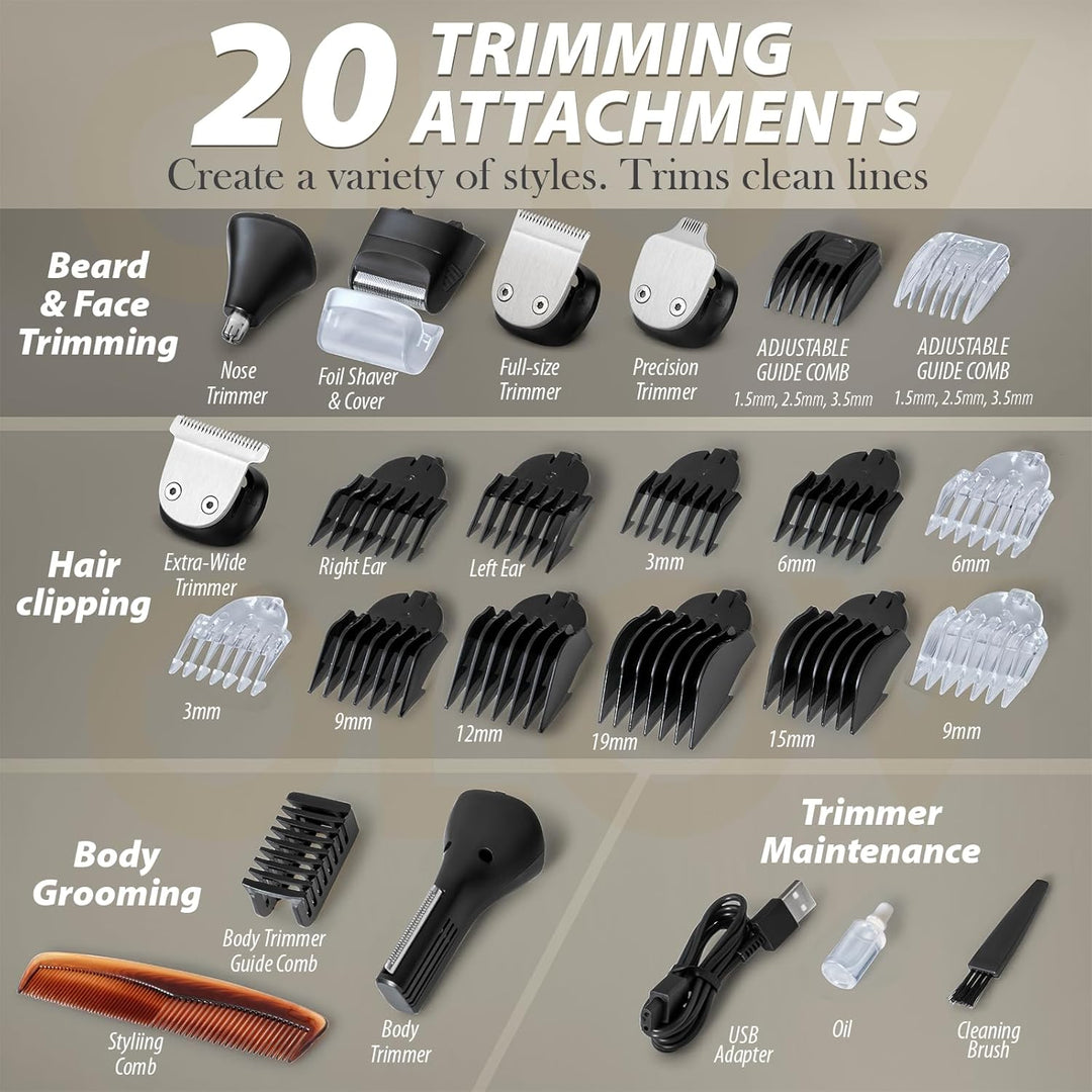 Recortadora de barba, kit de aseo para hombre de 21 piezas y cortap...