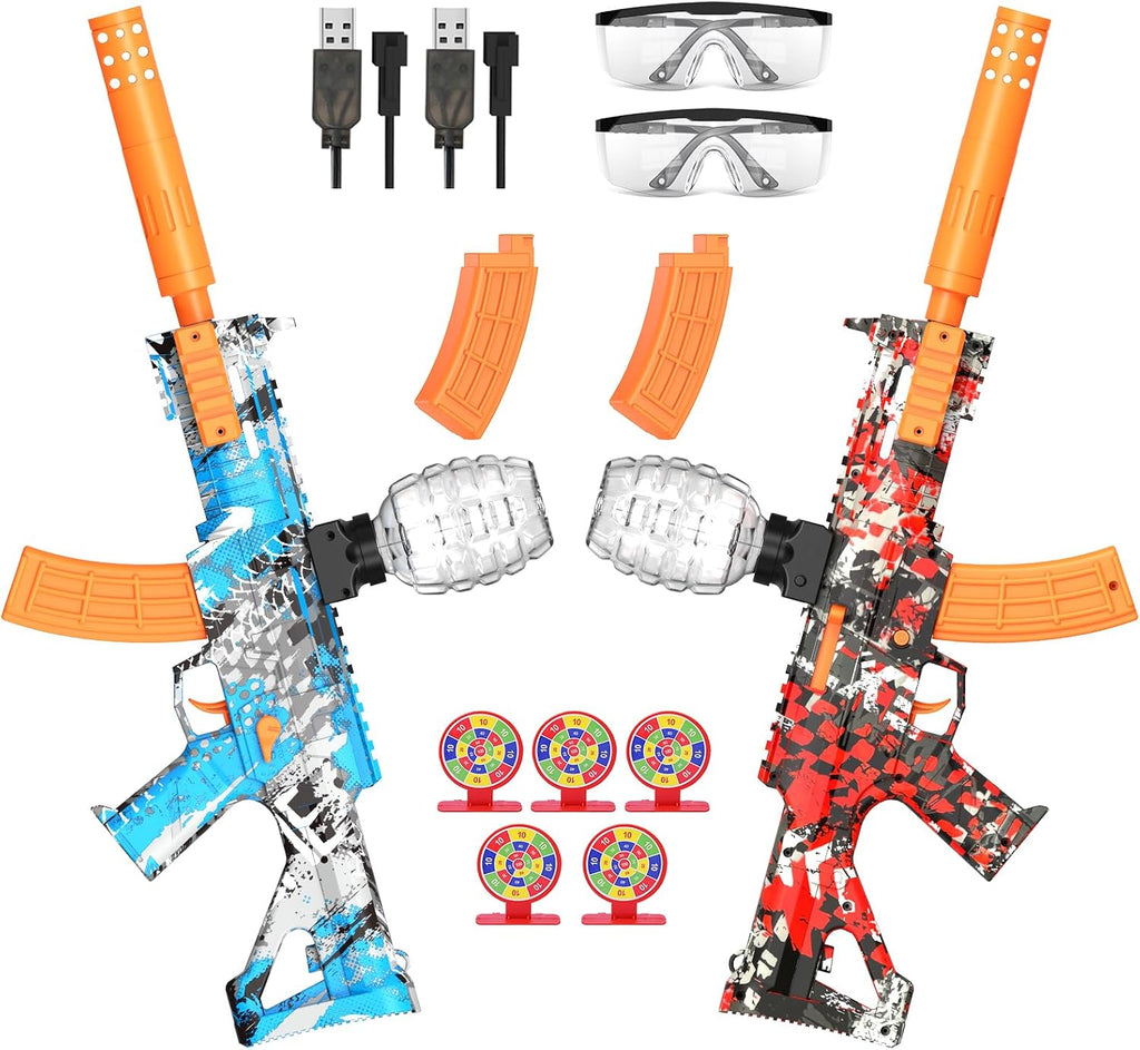 Paquete de 2 lanzadores de salpicaduras, kits de juguete de Splat Blaster totalmente automático, 50000+, 10 Rs por segundo, tolva de 600, juguete de actividades de juego en equipo al aire libre, 2