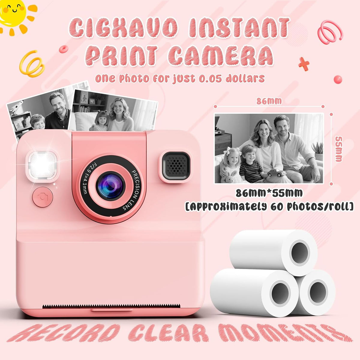 Cámara para Niños con Impresión Instantánea Juguetes para Niñas Ado...