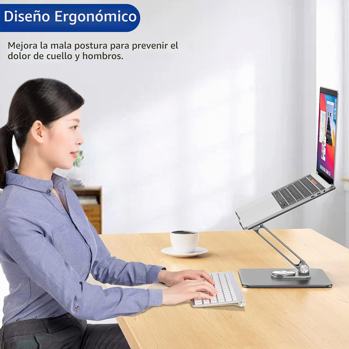 BESIGN LSX7 - Soporte para laptop con base giratoria de 360°, sopor...