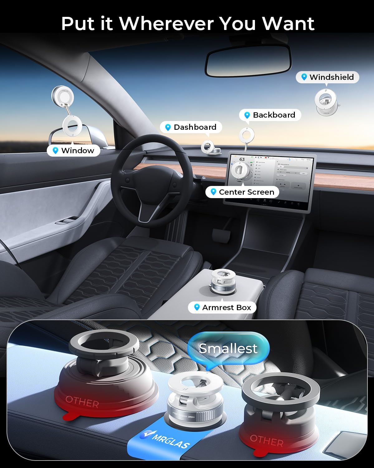 Actualizado 2026 para soporte de teléfono MagSafe Vacuum Car