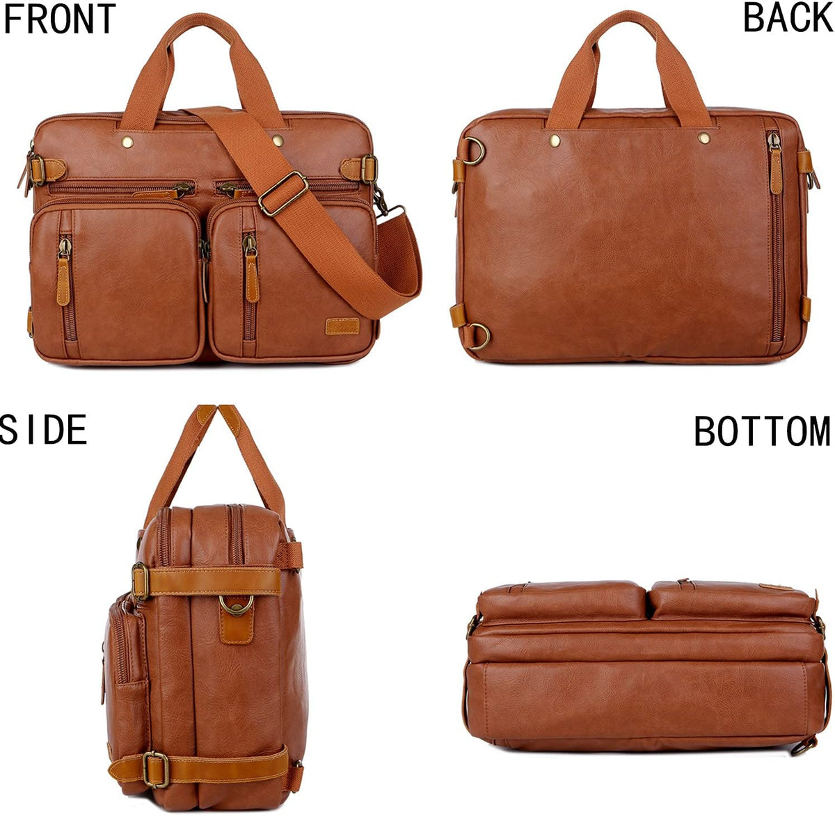 Maletín de cuero vegano para hombre, mochila híbrida de 17 pulgadas, bolsa de mensajero de negocios HB-22