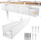 Bandeja de organización de cables para debajo del escritorio, sin taladro, bridas incluidas, material de lona ecológico, diseño de malla para disipación de calor, organizador de cables/almacenamiento
