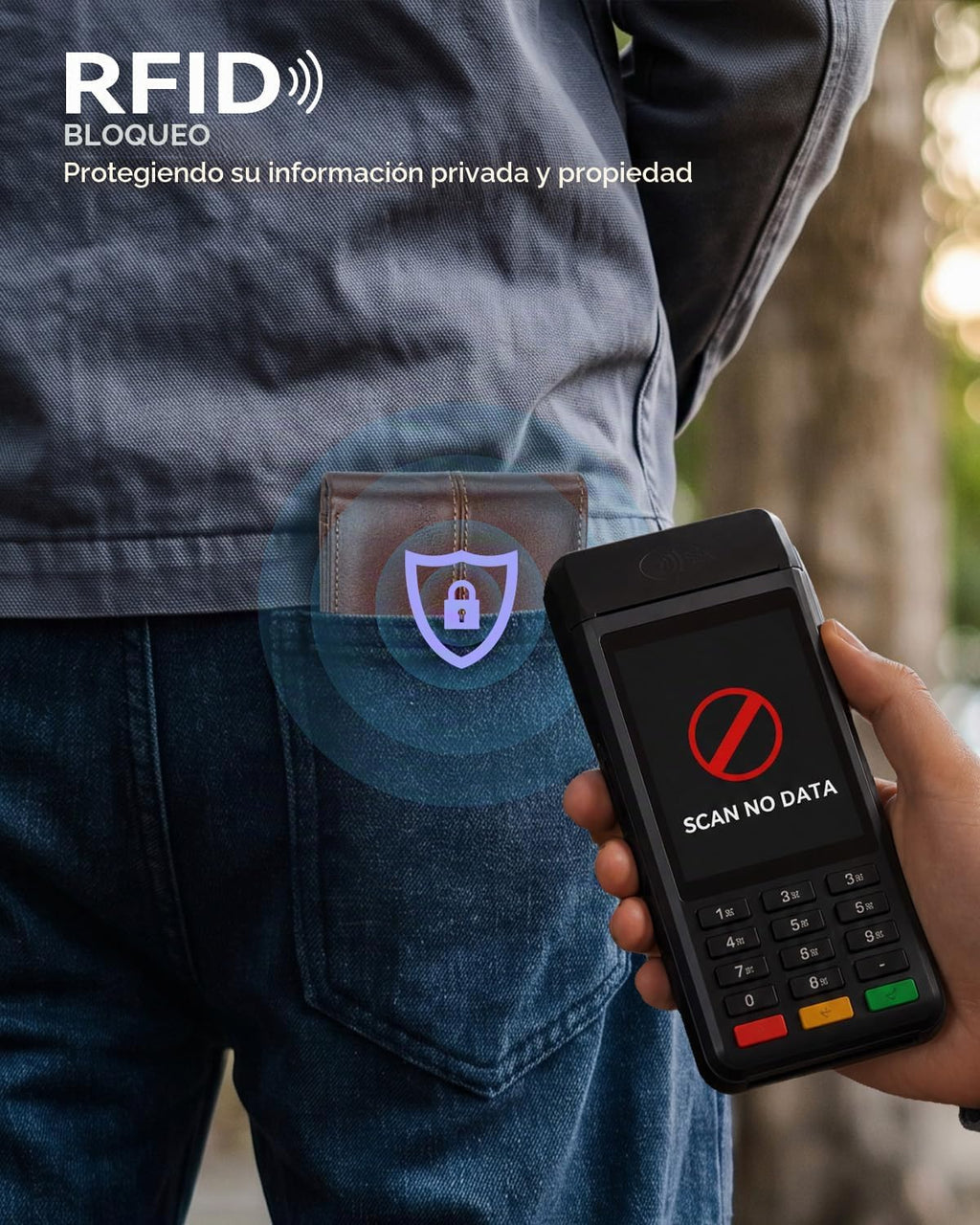 Billetera para hombre con bloqueo Rfid de cuero para hombres