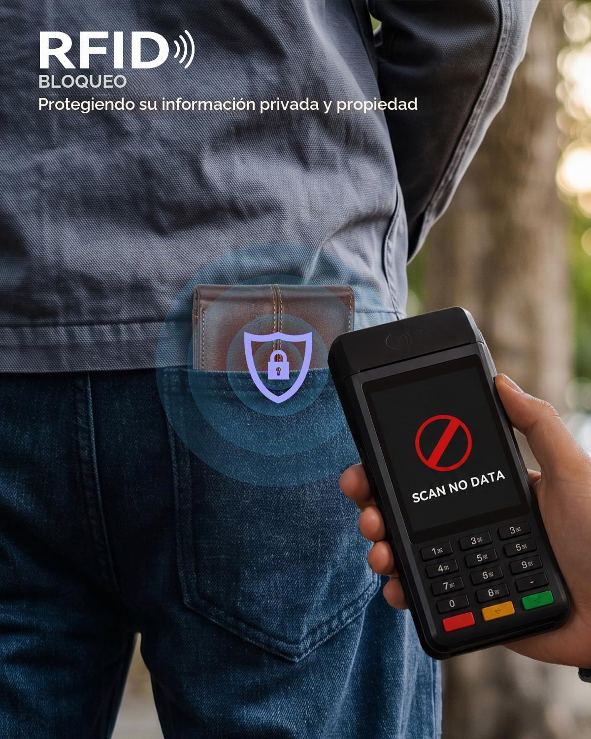 Billetera para hombre con bloqueo Rfid de cuero para hombres