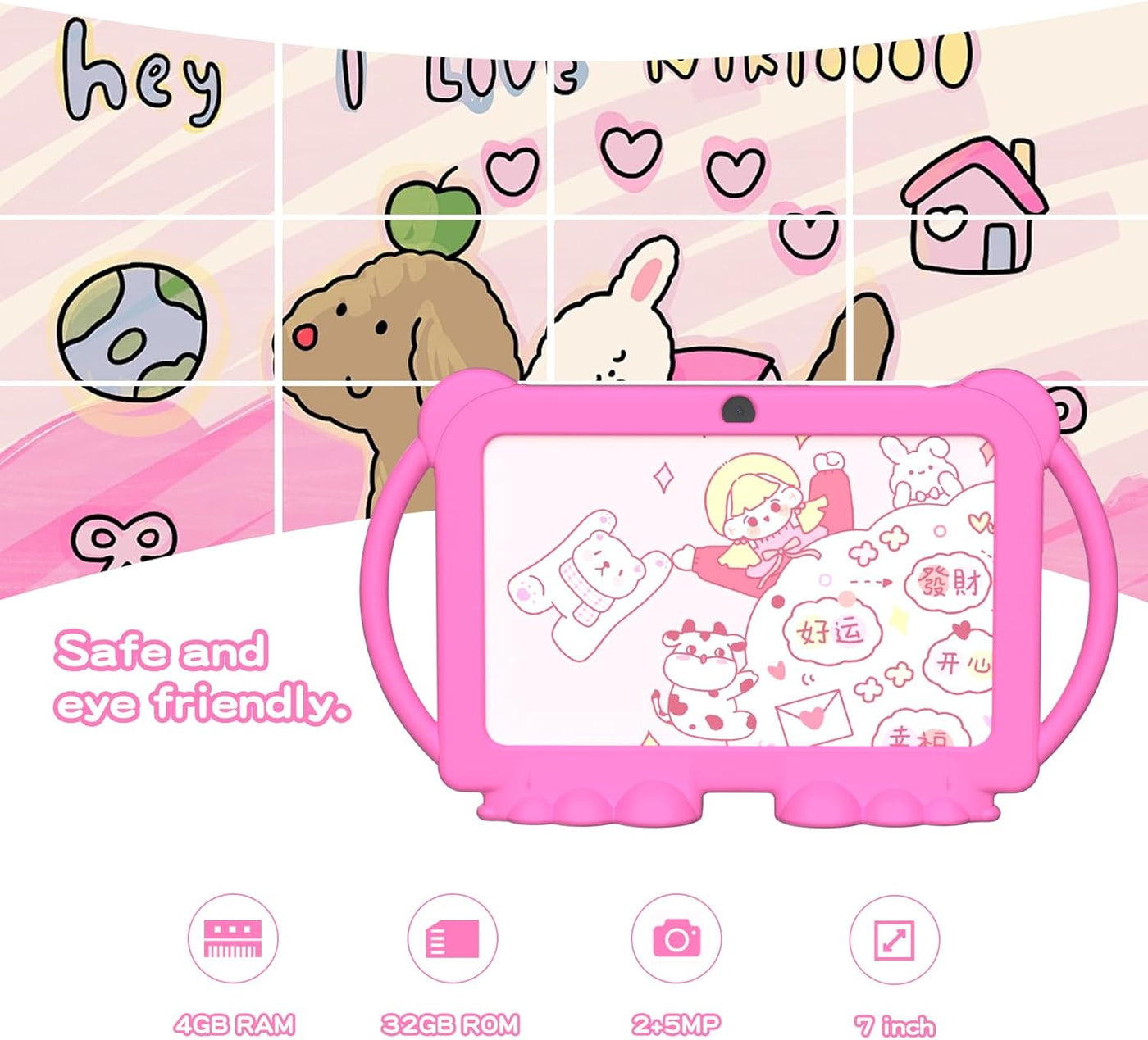 Tablet para niños, tablet de 7 pulgadas para niños 4GB+32GB admite...