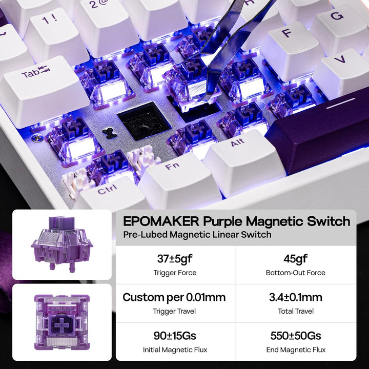 EPOMAKER HE30 Teclado de efecto Hall con una mano, sondeo de 8K y 0...