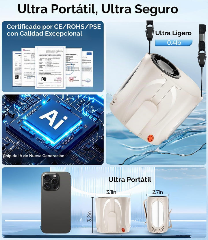 Ventilador de cintura portátil AI, 6 velocidades 16000RPM de flujo...