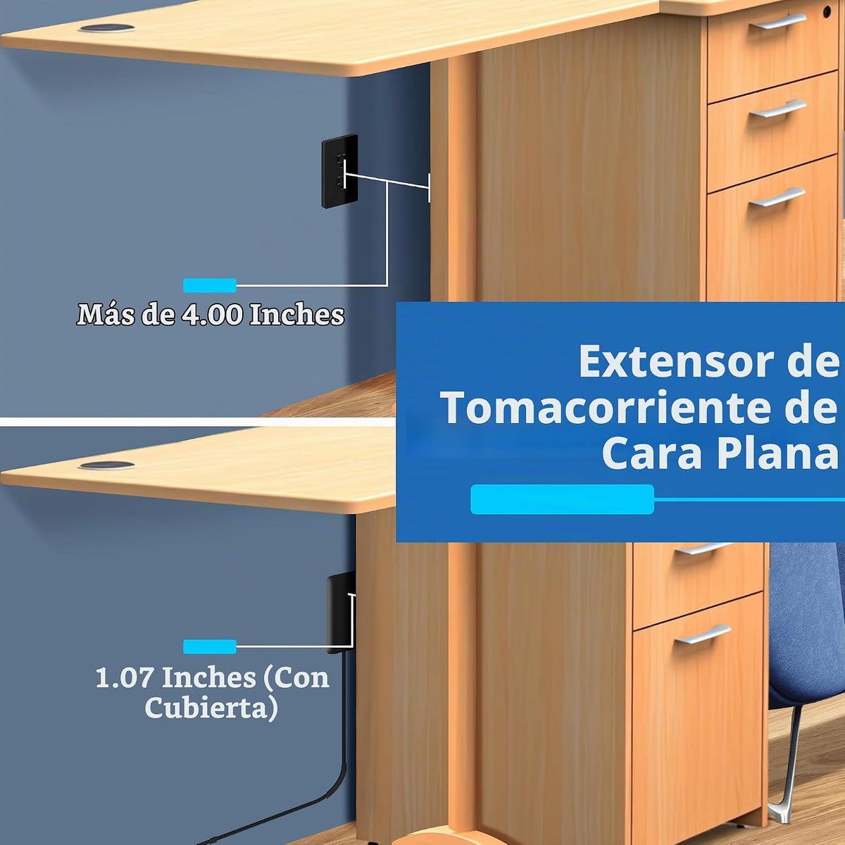 LIDER Extensor de salida protegido contra sobretensiones, 1 USB-A y 1 USB-C, cable de 5 pies, 1625 W