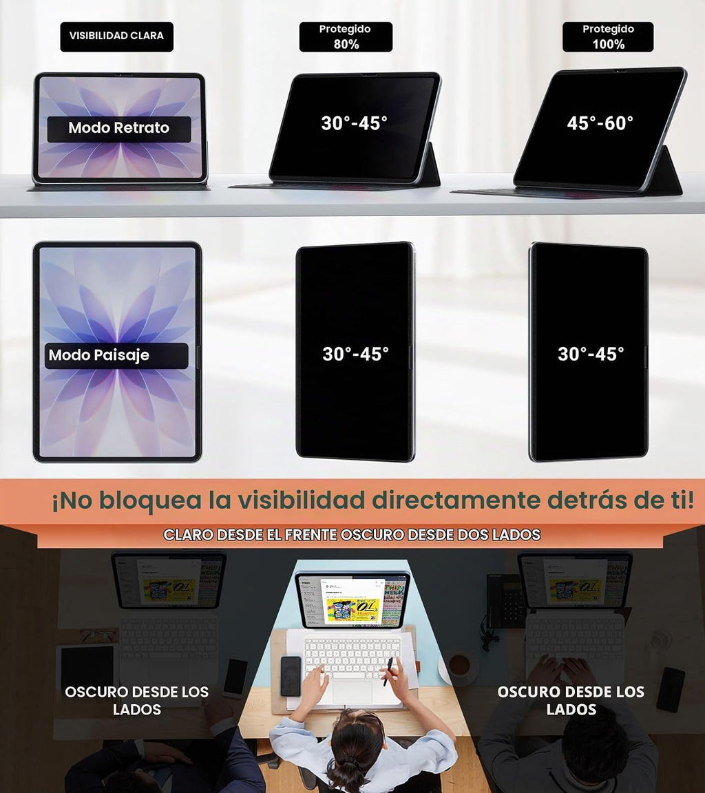 Filtro de Privacidad Magnético 4 Vías para iPad Pro 13 pulgadas M5 M4 2025 8th/7th Gen