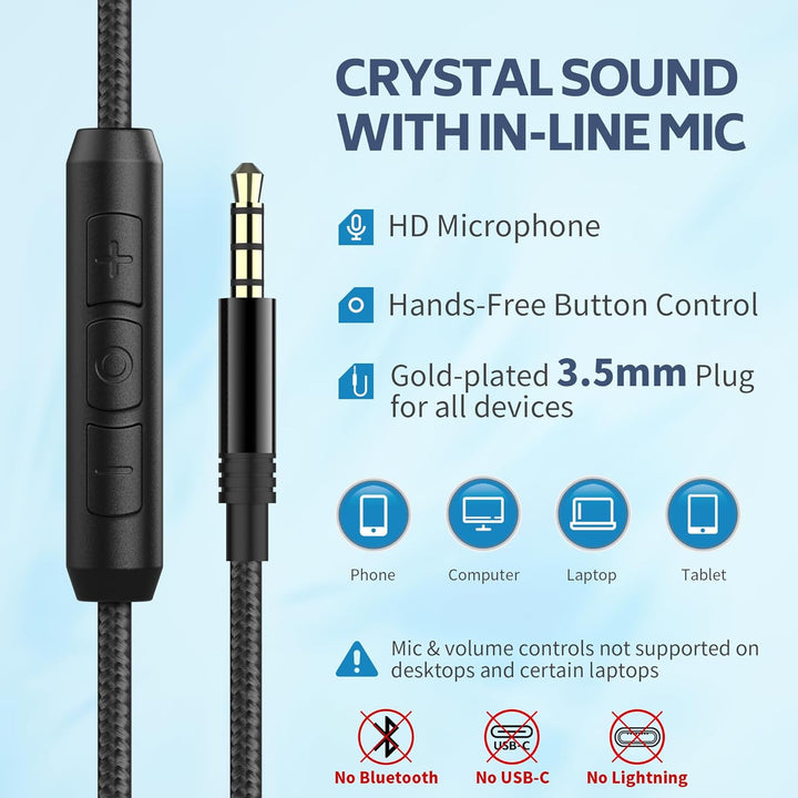 COOSII AC01 auriculares de diadema con cable, auriculares pasivos c...