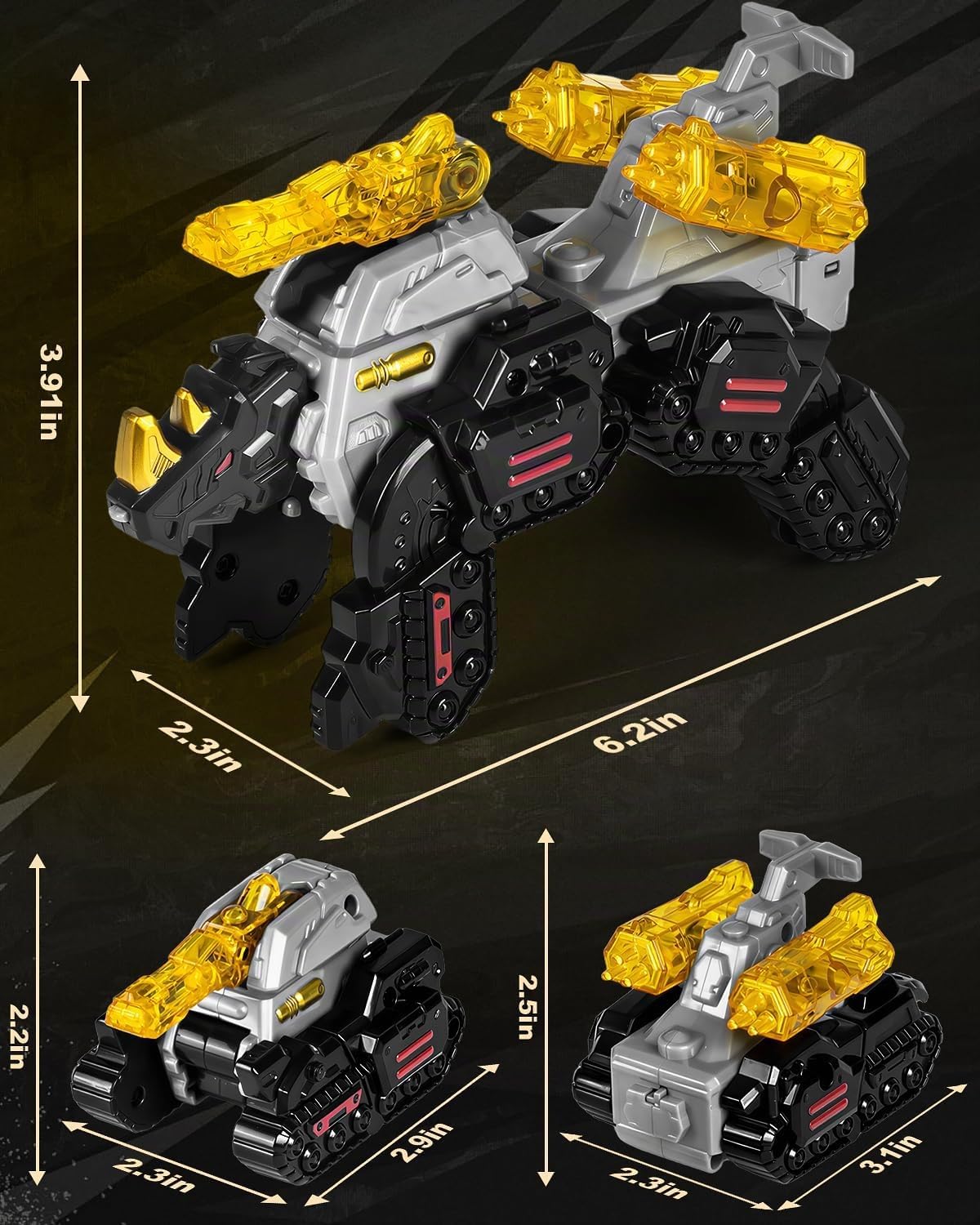 Juguete de automóvil de dinosaurio transformador de colisión, 2 autos magnéticos que se transforman en juguetes de dinosaurio, juguete de robot de dinosaurio para niños, juguetes de regalo