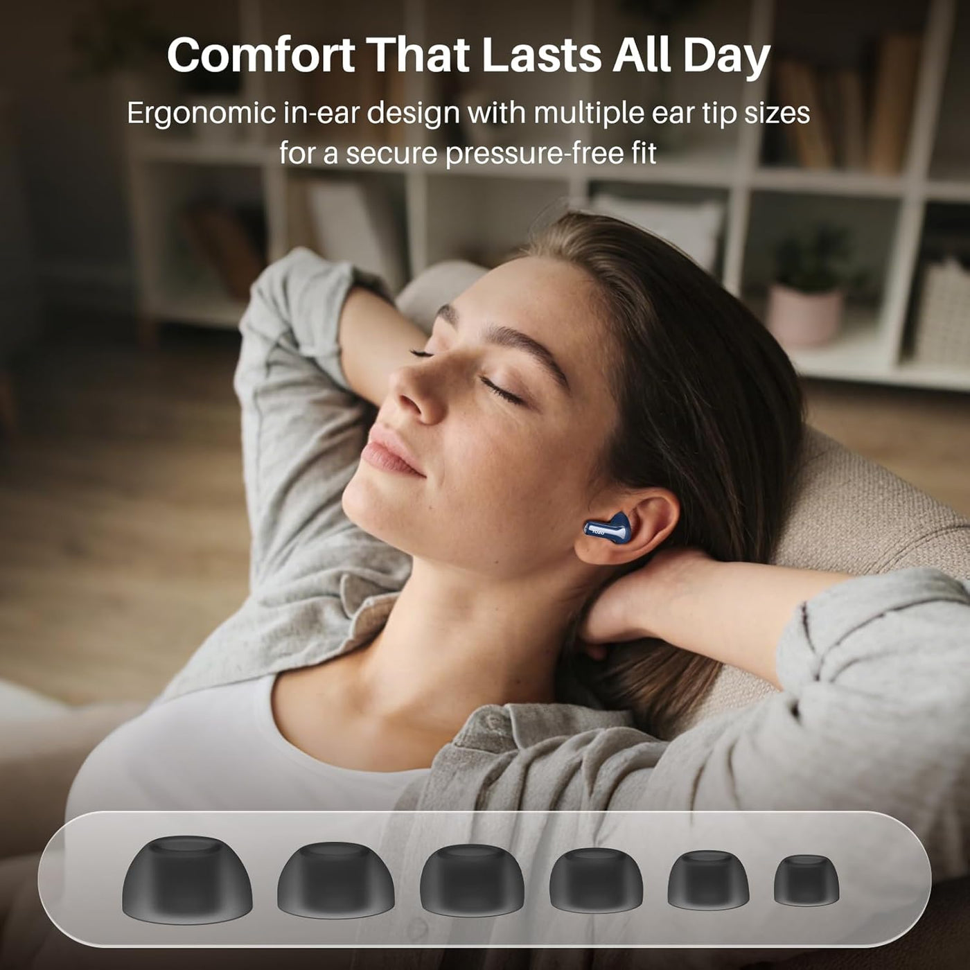 TOZO Auriculares inalámbricos híbridos con cancelación activa de ru...
