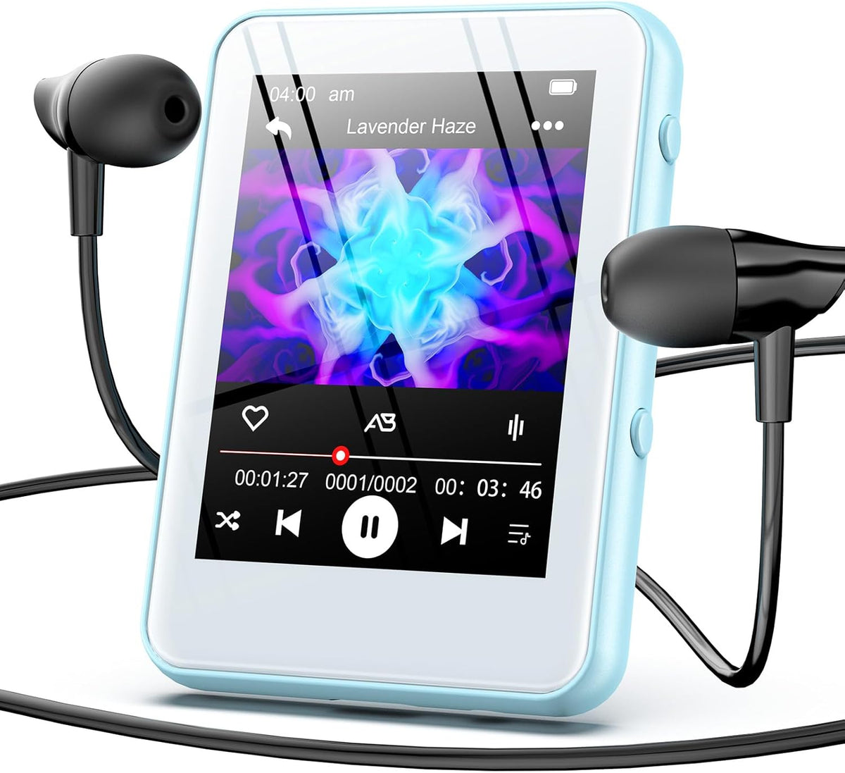 Reproductor MP3 azul claro con Bluetooth 5.3, pantalla táctil de 32...
