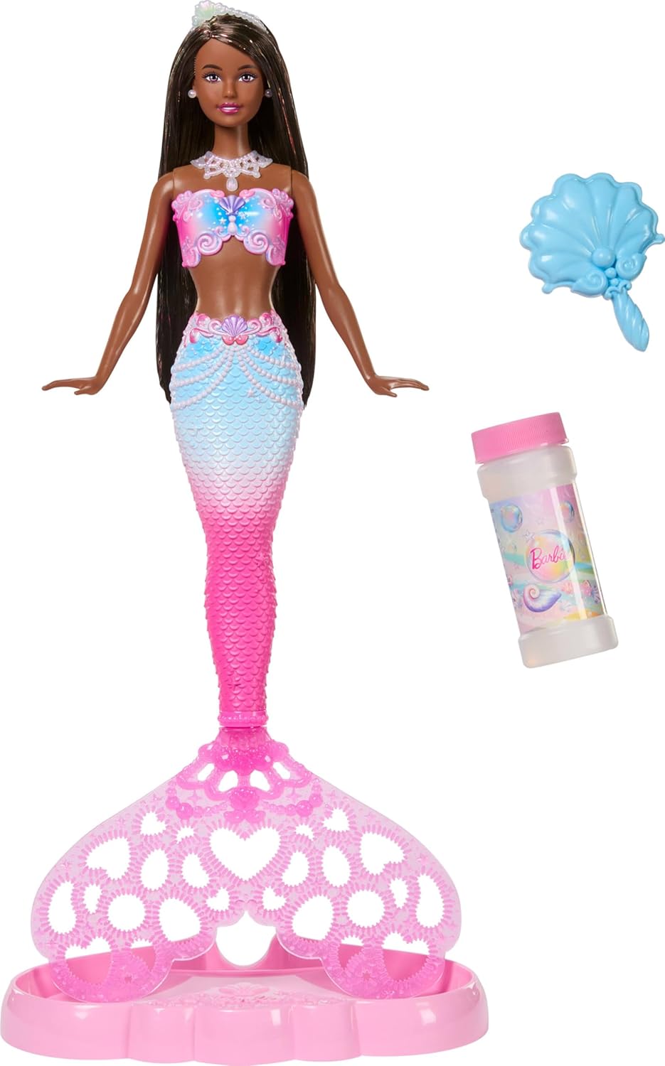 Barbie Muñeca de sirena Bubble Sparkle y función de fabricación de burbujas