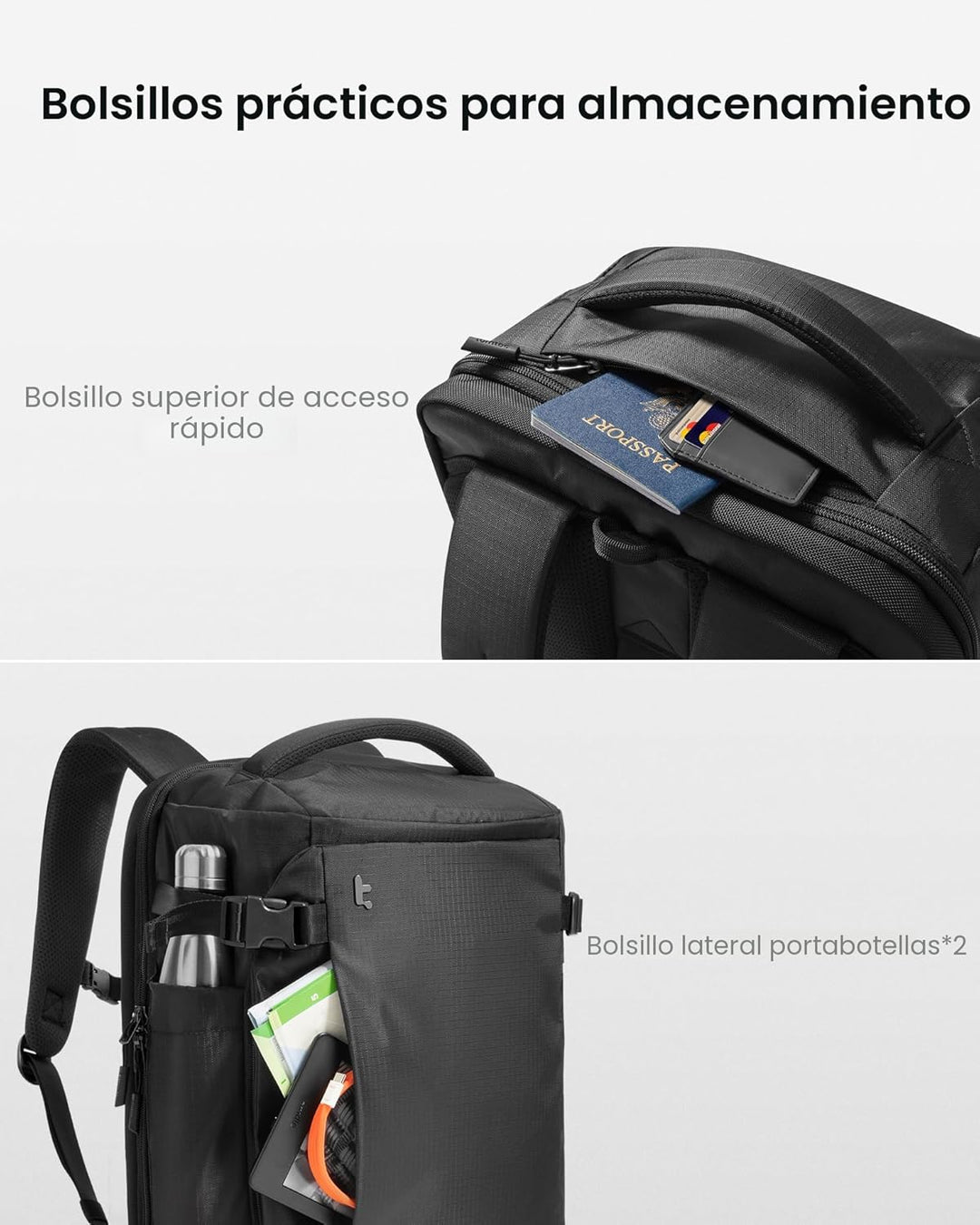 Mochila de viaje tomtoc, equipaje de mano aprobado para vuelos y co...