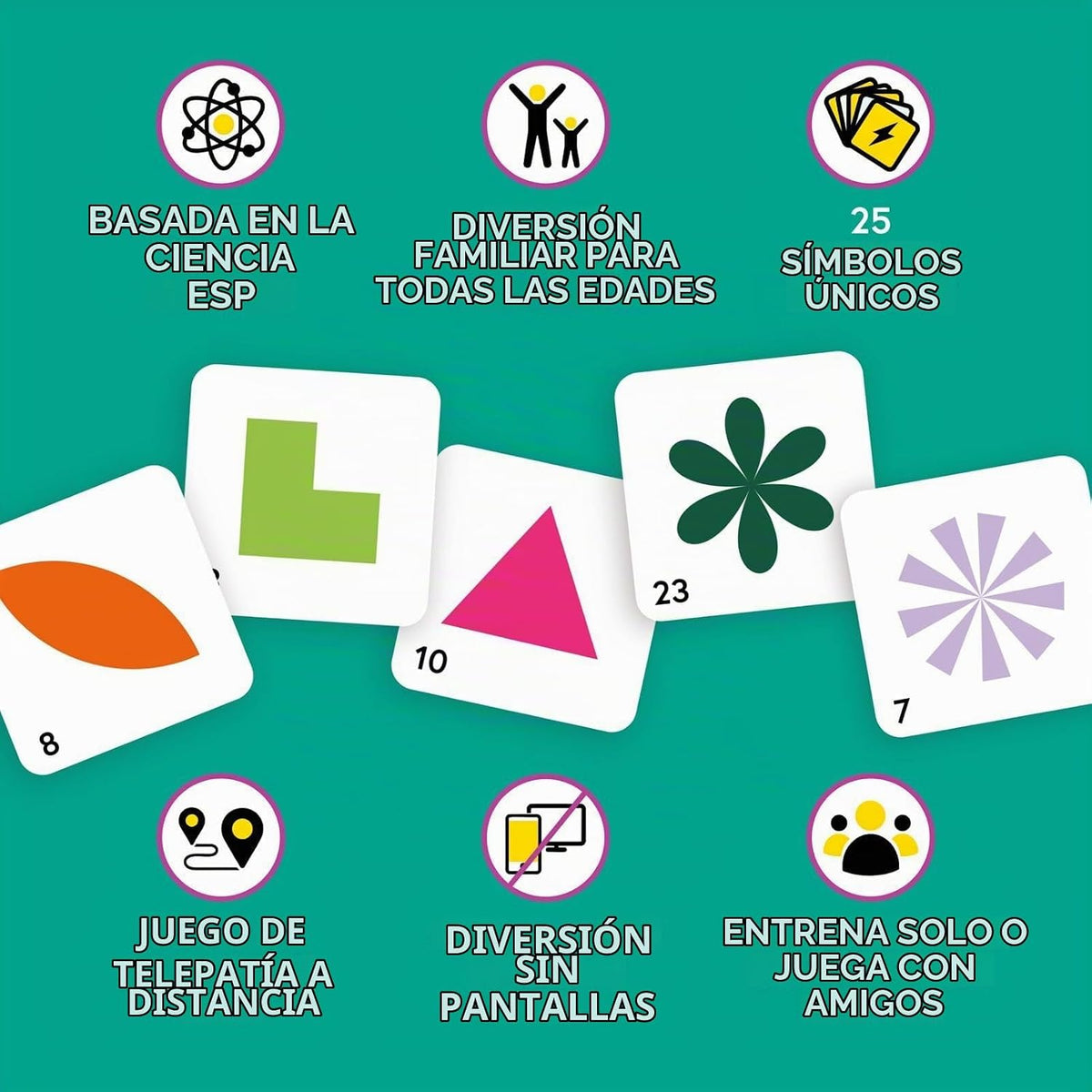 Juego de cartas de entrenamiento de telepatía Magic Mind ESP, juegos