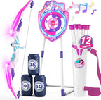 Bow y Arrow para Kids, LED Light Up Archery Set con Unicorn Target