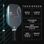 JOOLA Essentials Dash Pickleball - Paleta ligera para todas las edades, superficie arenada de fibra de vidrio para giro, construcción de prensa fría para mayor durabilidad, aprobado por USAP