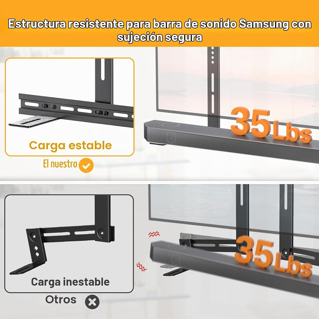 Soporte de TV para barra de sonido Samsung Soportes de TV para barra de sonido HW-Q990C/HW-Q990D/Q930C/HW-Q930B/HW-Q930D y más – Soporte ajustable en altura para montaje en barra de sonido Samsung, soportes de pared para altavoces WR y soporte remoto