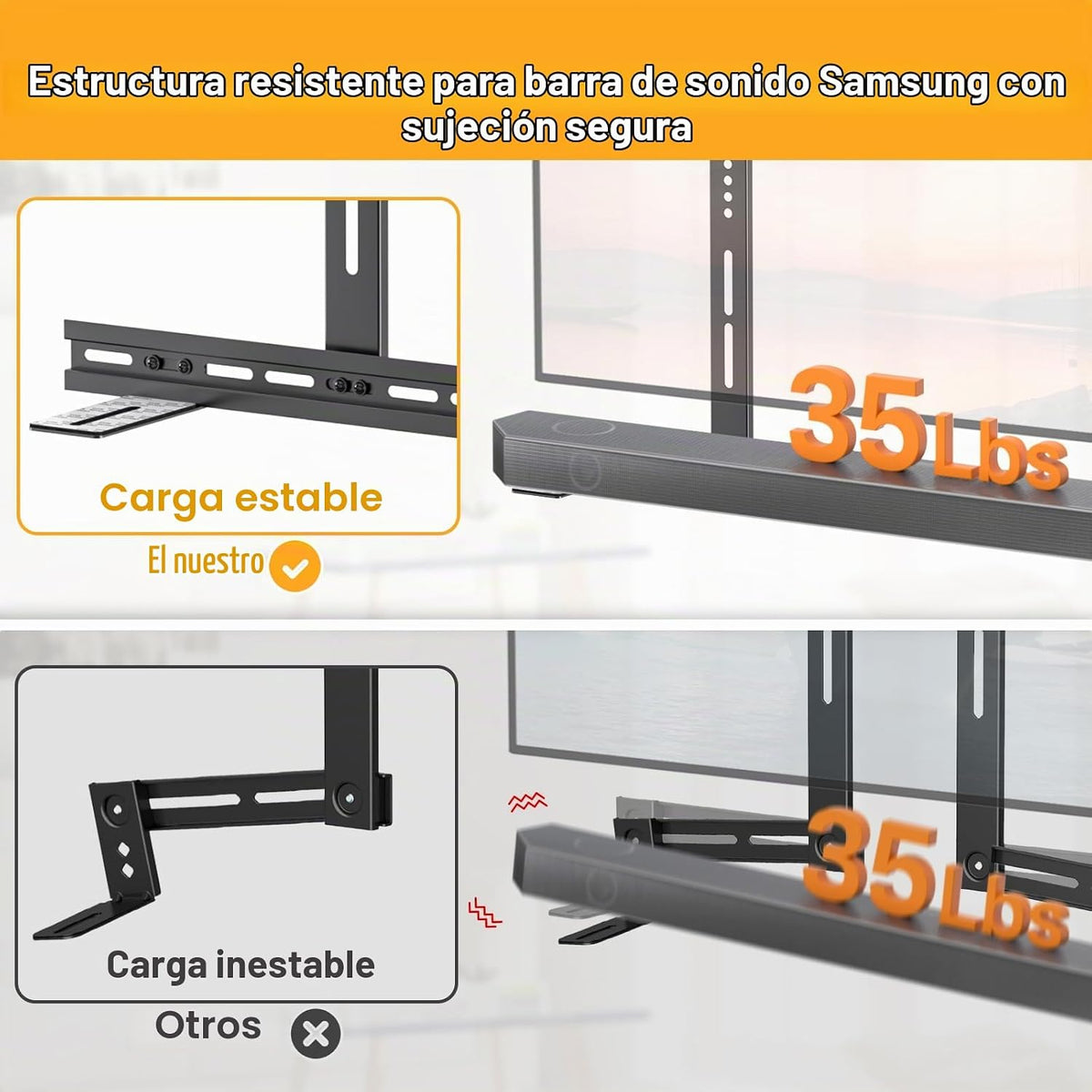 Soporte de TV para barra de sonido Samsung Soportes de TV para barra de sonido HW-Q990C/HW-Q990D/Q930C/HW-Q930B/HW-Q930D y más – Soporte ajustable en altura para montaje en barra de sonido Samsung, soportes de pared para altavoces WR y soporte remoto