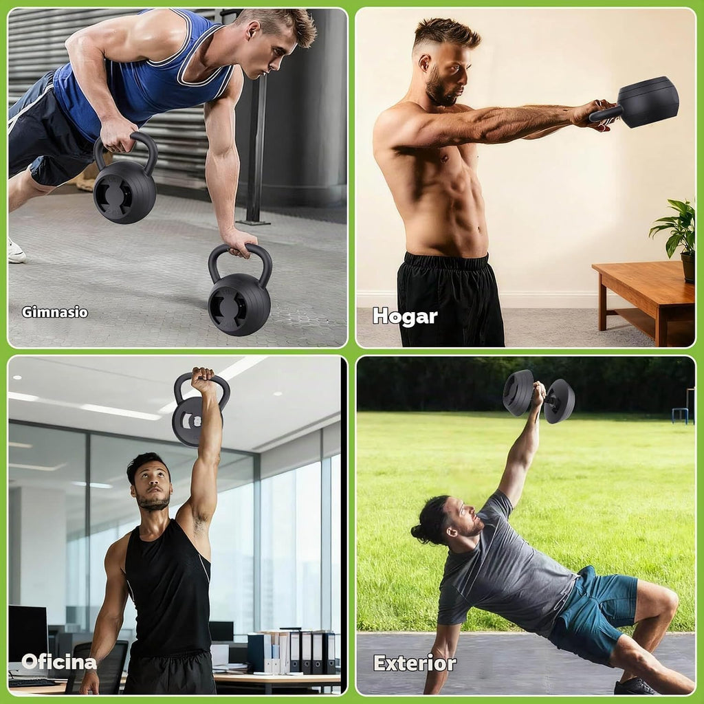 Pesa rusa ajustable 2 en 1, juego de pesas rusas de 15 a 45 libras con agarre ancho, pesas de mancuernas de 4.8 a 30 libras para entrenamiento de fuerza en el gimnasio en casa