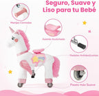 FUNLIO Caballo de unicornio para niños de 5 a 12 años, juguetes de felpa con ruedas para jugar en interiores y exteriores, fácil de montar, certificado CPC y CE, grande