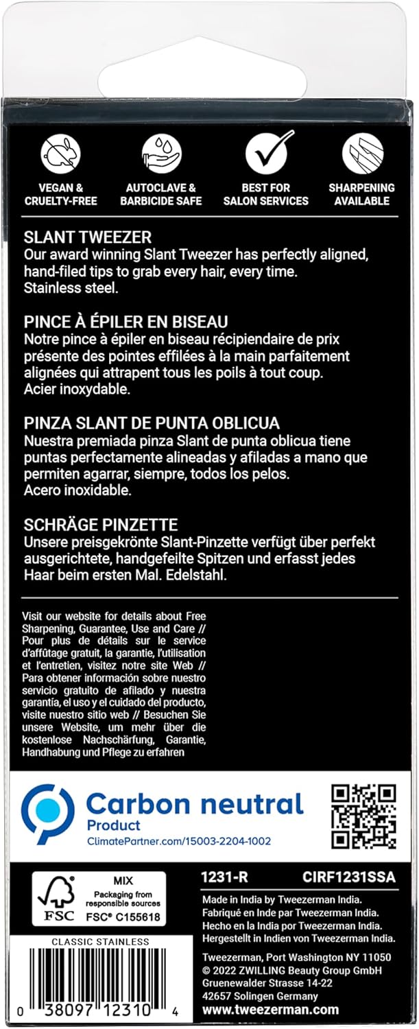 Tweezerman - Pinza inclinadas para cejas de acero inoxidable
