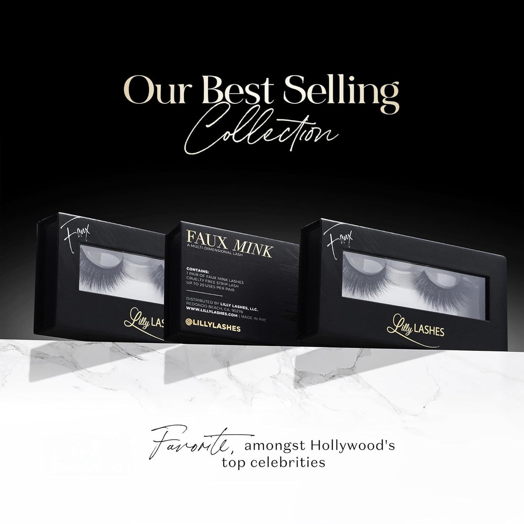Lilly Lashes - Pestañas postizas de visón sintético en tiras 3D con...