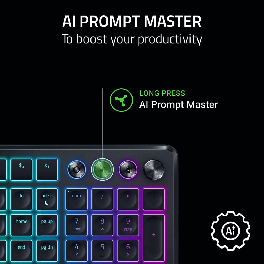 Razer Pro Type Ergo Inalámbrico División Ergonómico RGB teclado, negro