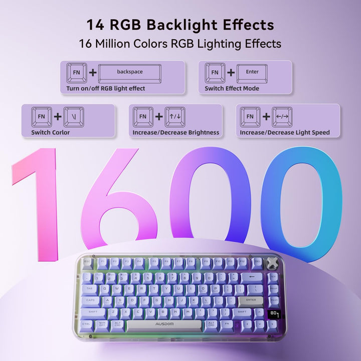 AUSDOM K75pro Teclado Inalámbrico Cremoso para Juegos, Teclado de C...