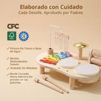 Set de Batería de Madera para Niños 1-3, Juguete Musical Montessori para Kids