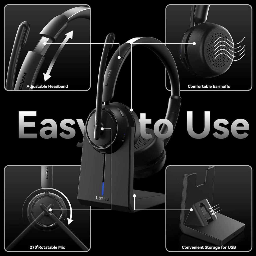 Auriculares inalámbricos con micrófono para el trabajo, auriculares...