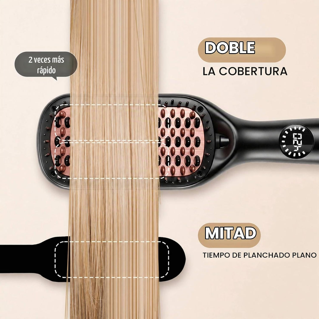 OHUP Cepillo alisador de cabello negro, cepillo alisador y peine ca...