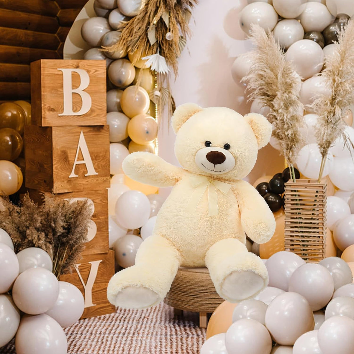 MorisMos Oso de Peluche Gigante Animal de Peluche 3 pies, 36 pulgadas, Oso de Peluche Grande para Decoración de Baby Shower, Animal de Peluche Grande y Suave Juguete de Peluche para Cumpleaños de