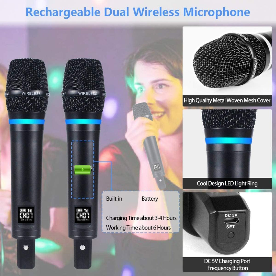 Kithouse S9 UHF Sistema de micrófono inalámbrico recargable para ka...