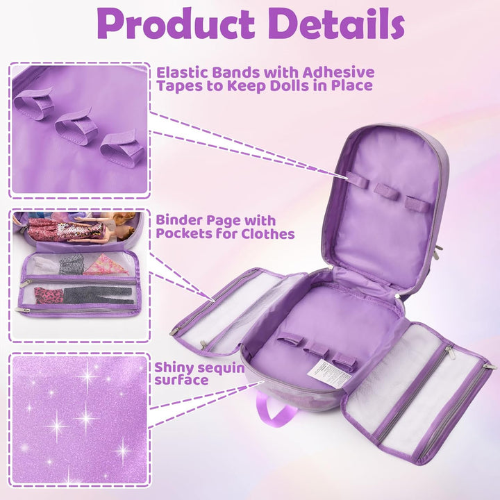Mochila de transporte compatible con muñecas Barbie de 12 pulgadas,...