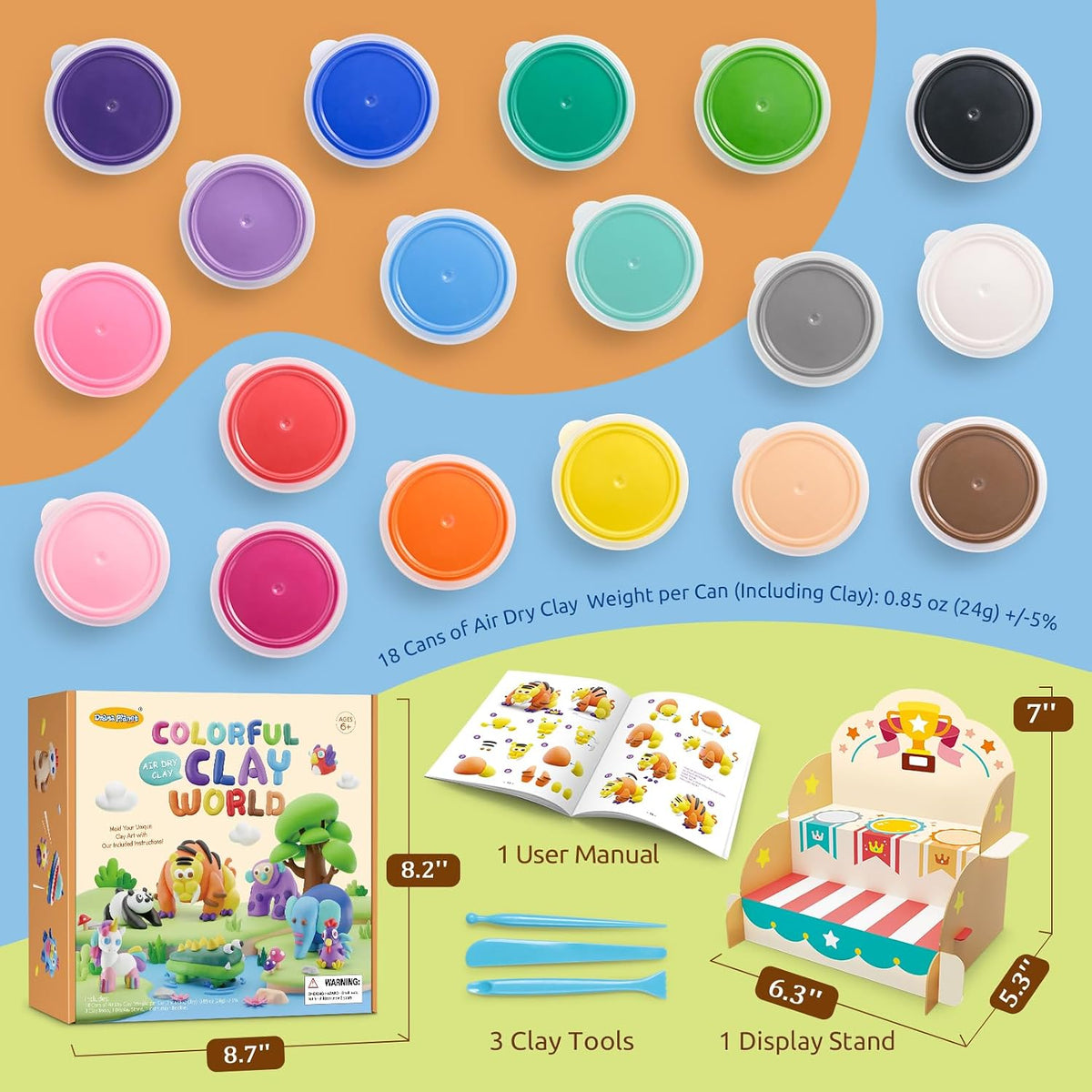 Drama Planet Kit de arcilla seca al aire para niños, 26 tutoriales de