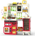 Juego de cocina para niños con luces, sonidos y vapor, juego de cocina grande para niños pequeños con fregadero, parrilla, juegos de comida para niños, accesorios de cocina de juguete, juego de cocina con bolsa de almacenamiento