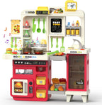Juego de cocina para niños con luces, sonidos y vapor, juego de cocina grande para niños pequeños con fregadero, parrilla, juegos de comida para niños, accesorios de cocina de juguete, juego de cocina con bolsa de almacenamiento