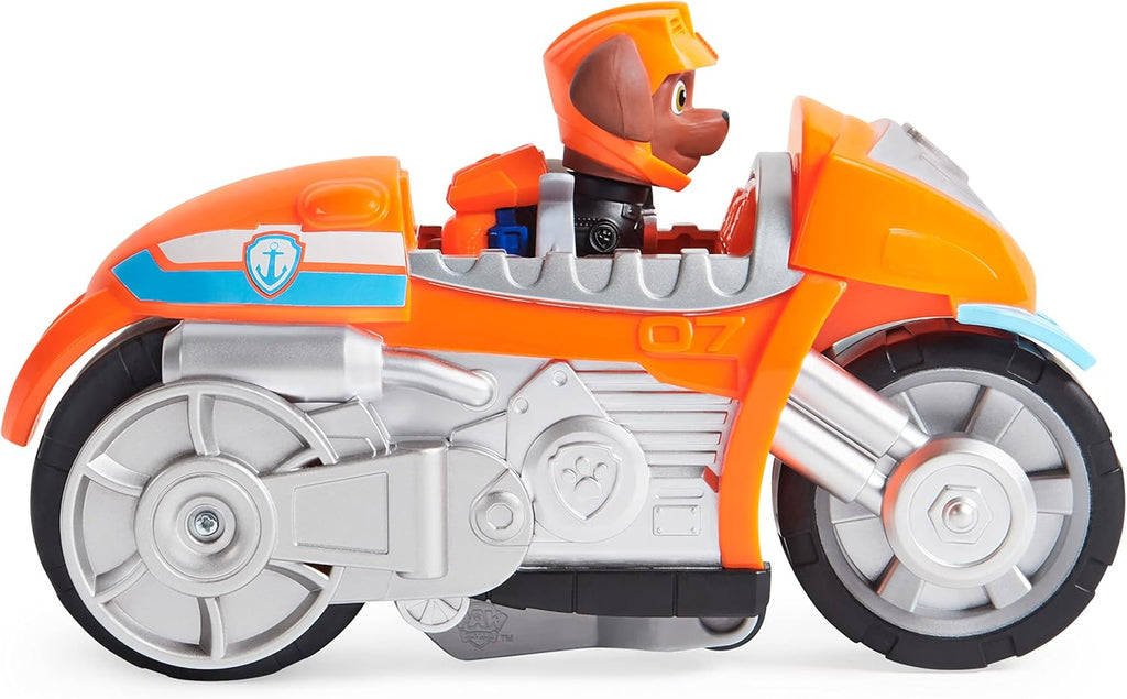 Paw Patrol, Moto Pups Moto Deluxe de Zuma, vehículo de motocicleta de tracción que hace piruetas y figura de juguete